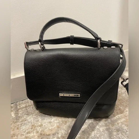 Calvin Klein Top Handle Small Crossbody Purse Handbag Black Bag - Picture 3 of 15